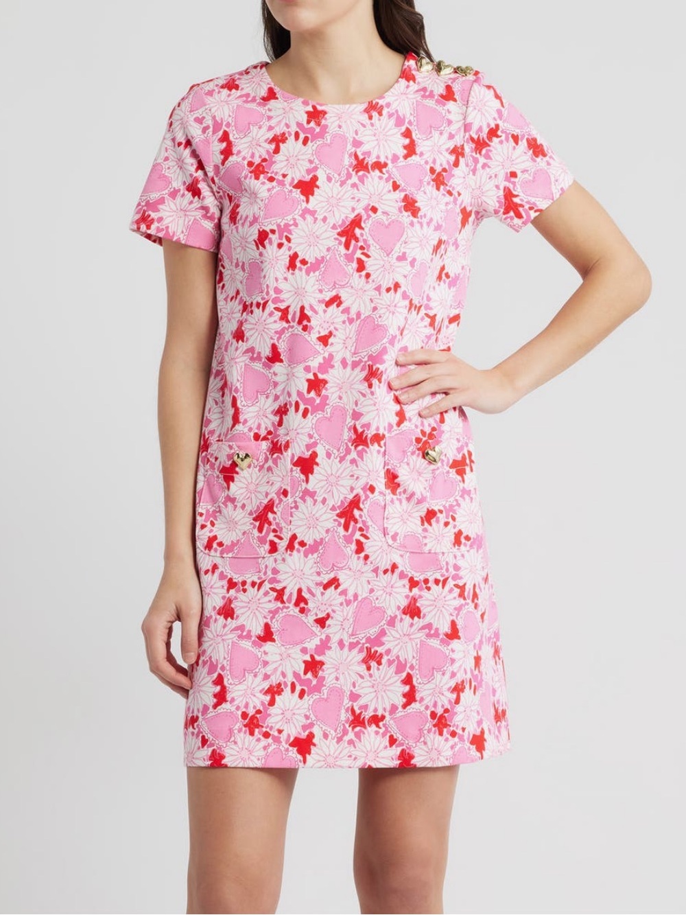 NWT Lilly Pulitzer Women’s Mattison Floral Heart Cotton Blend Shift Dress